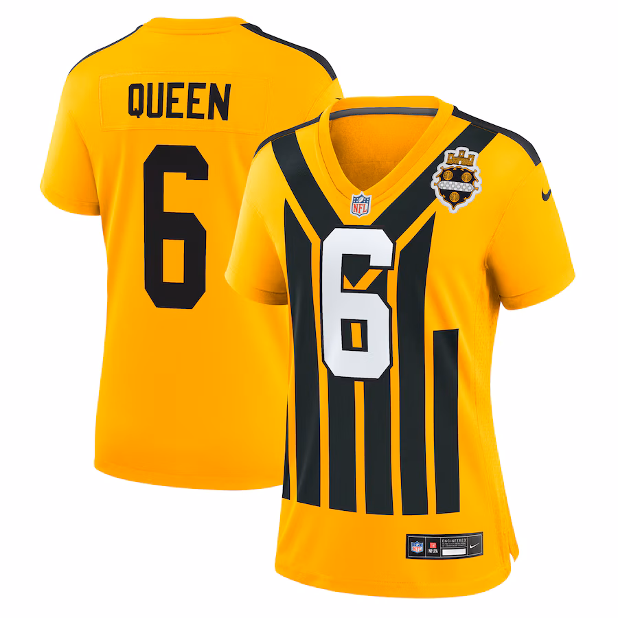 Women's Pittsburgh Steelers Patrick Queen Nike Gold Alternate 1933 Throwback Game Jersey - U-jersey