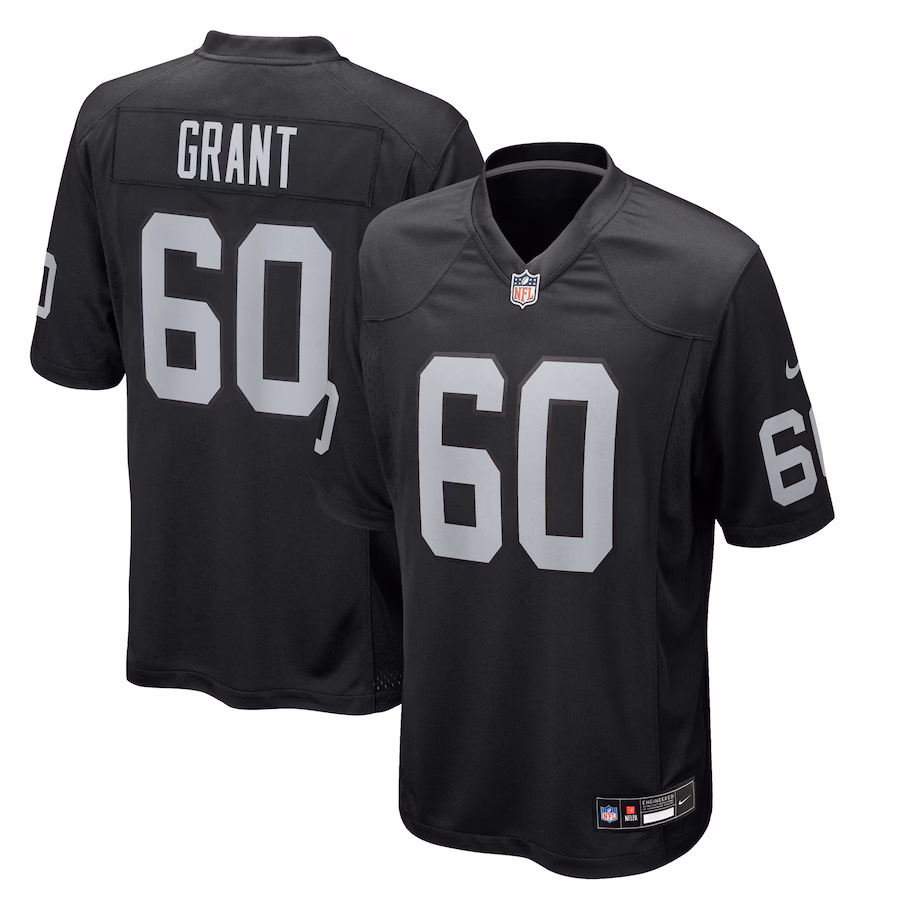 Men's Las Vegas Raiders Charles Grant Nike Black Team Game Jersey - U-jersey