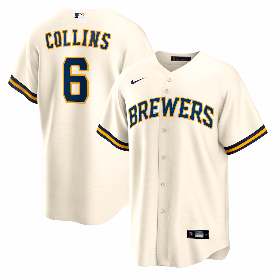 Men's Milwaukee Brewers Isaac Collins Nike Cream Home Replica Jersey - U-jersey