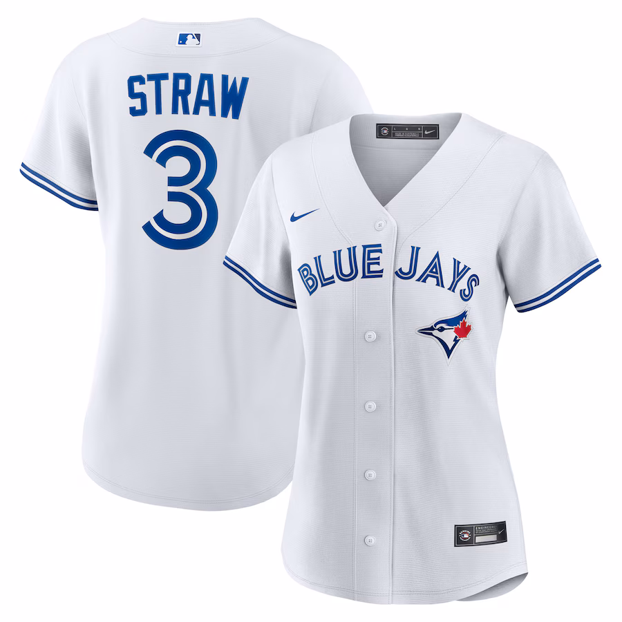 Women's Toronto Blue Jays Myles Straw Nike White Home Replica Jersey - U-jersey