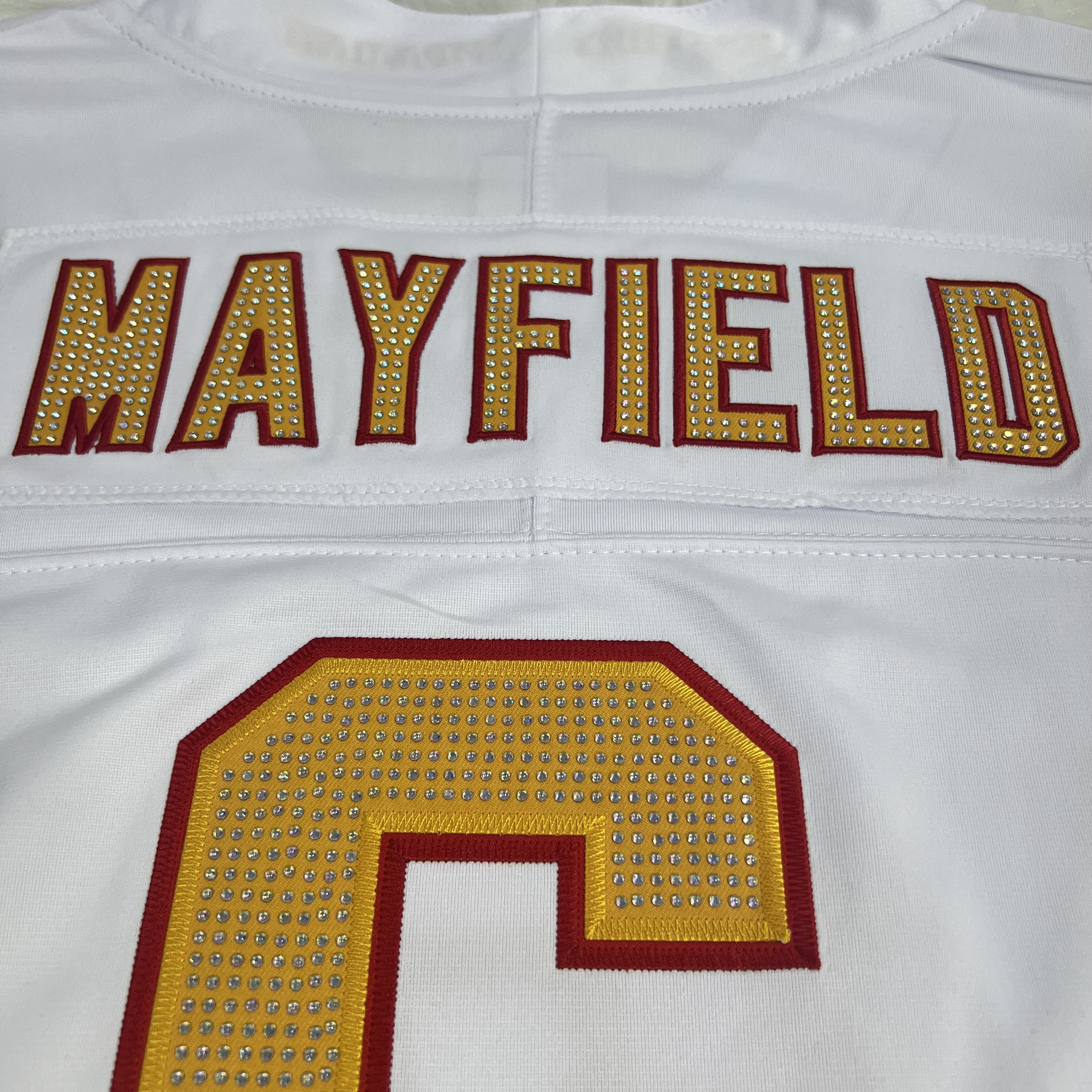 [Diamond-Studded Collector's Edition] Baker Mayfield '76 Tampa Bay Buccaneers  Vapor F.U.S.E. Player Limited Jersey - White - U-jersey