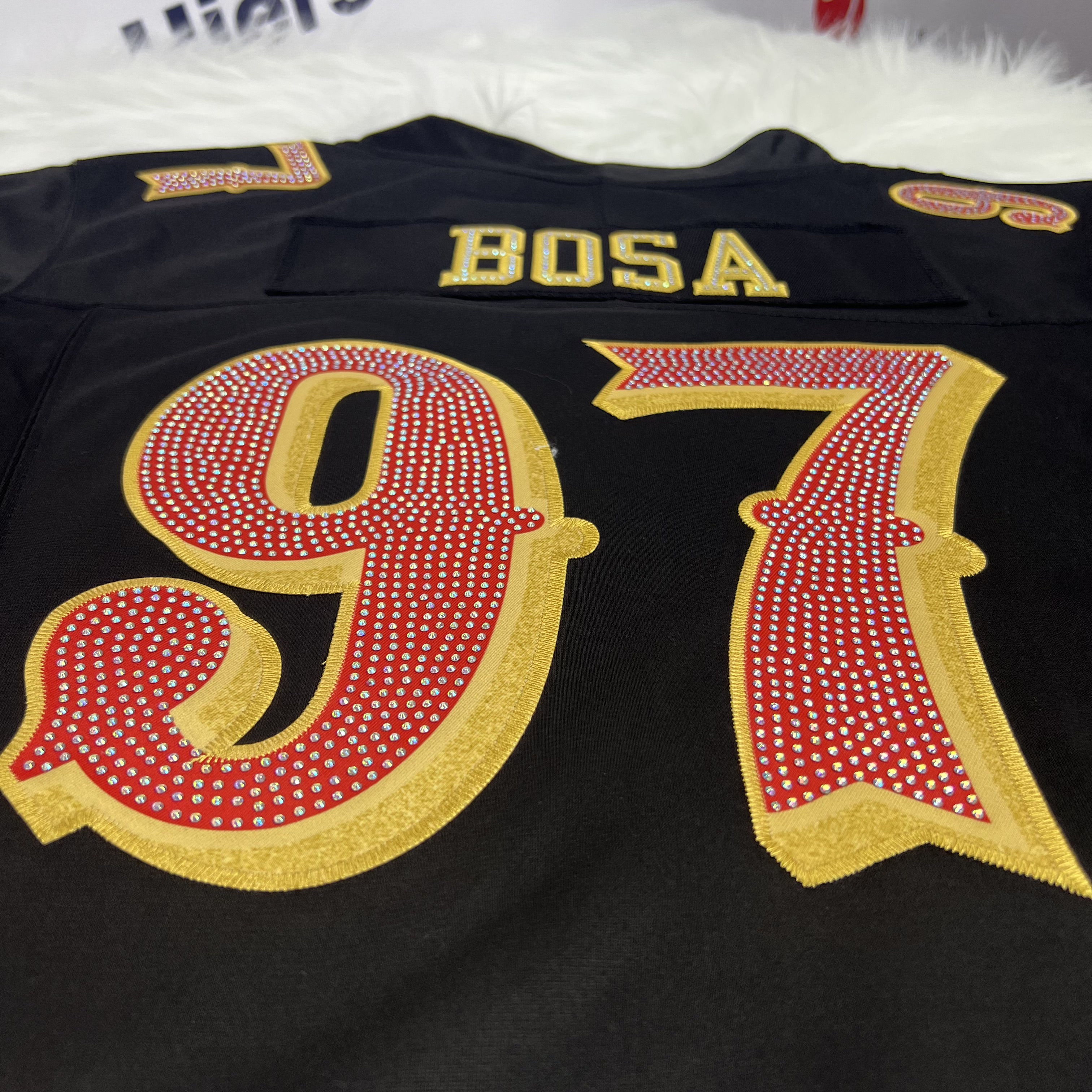 [Diamond-Studded Collector's Edition] San Francisco 49ers Nick Bosa  Black 2025 Rivalries Collection Game Jersey - U-jersey