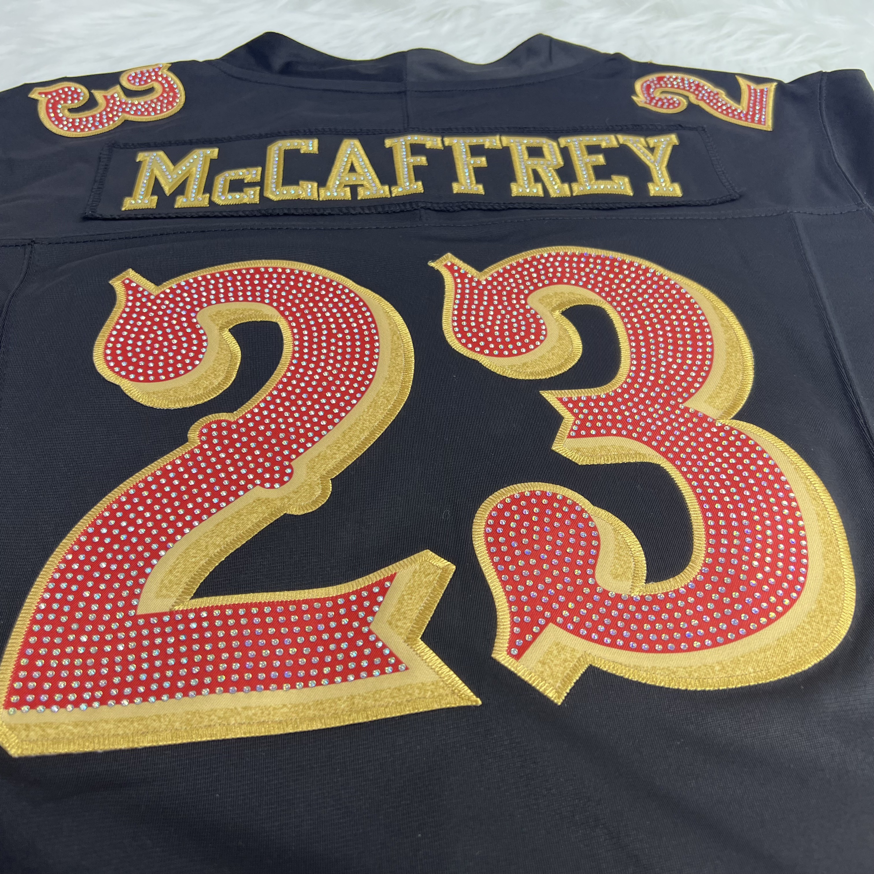 [Diamond-Studded Collector's Edition] San Francisco 49ers Christian McCaffrey  Black 2025 Rivalries Collection Game Jersey - U-jersey