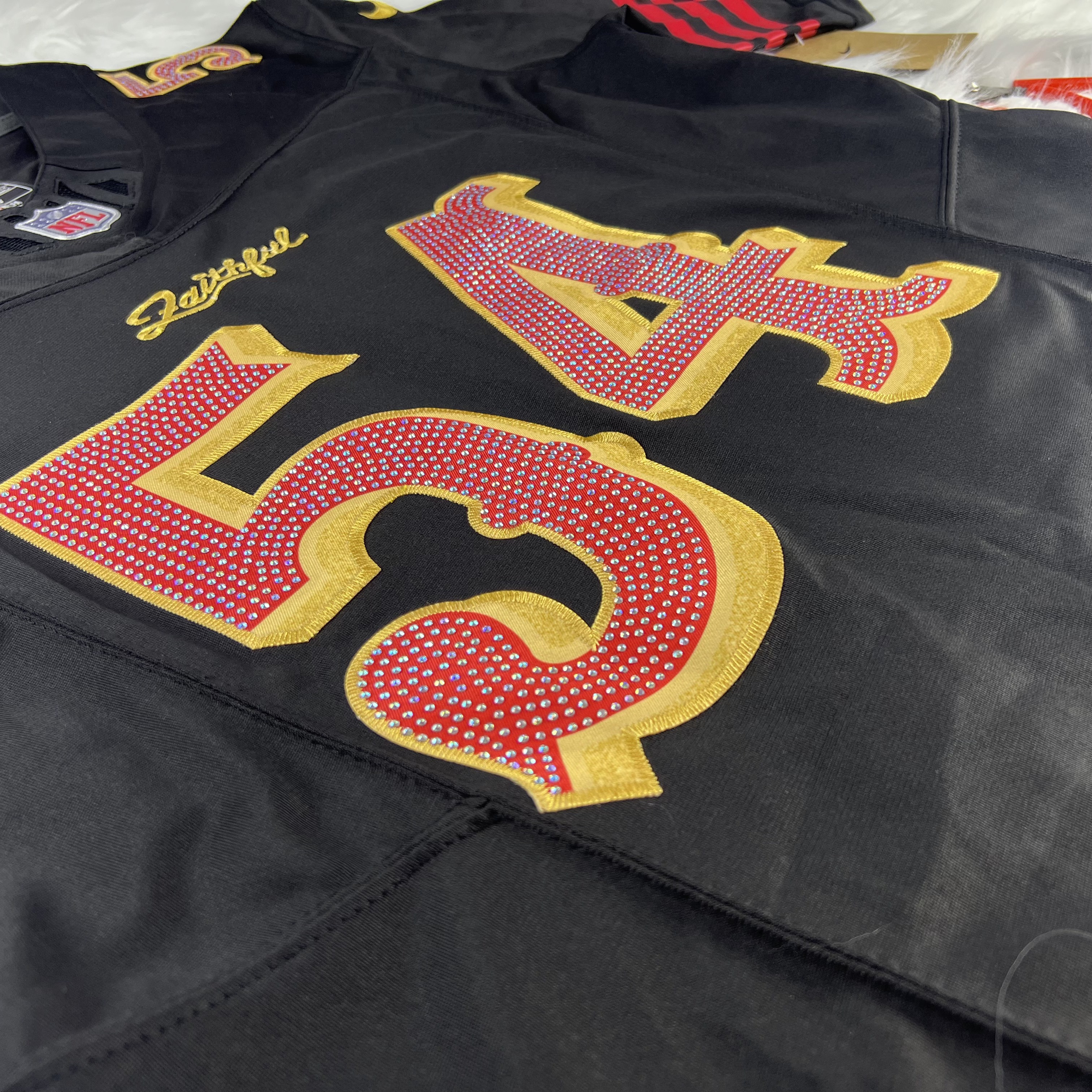 [Diamond-Studded Collector's Edition] San Francisco 49ers Fred Warner  Black 2025 Rivalries Collection Game Jersey - U-jersey