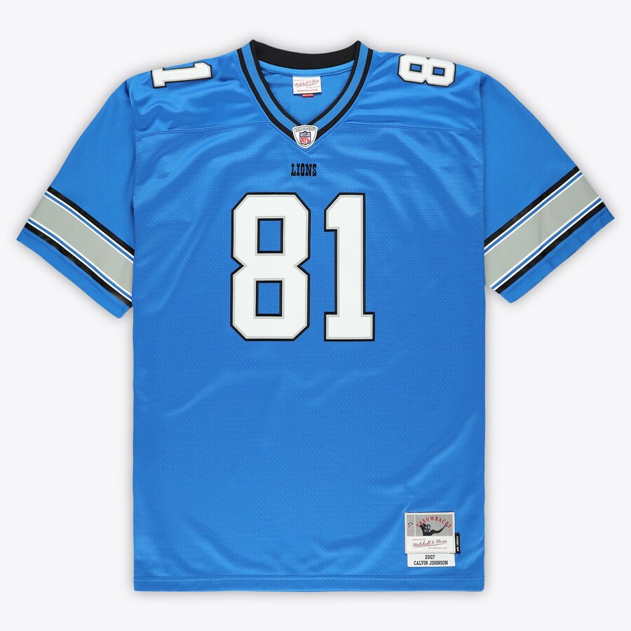 Men's Detroit Lions Calvin Johnson Mitchell & Ness Blue Big & Tall 2007 Legacy Retired Player Jersey - U-jersey