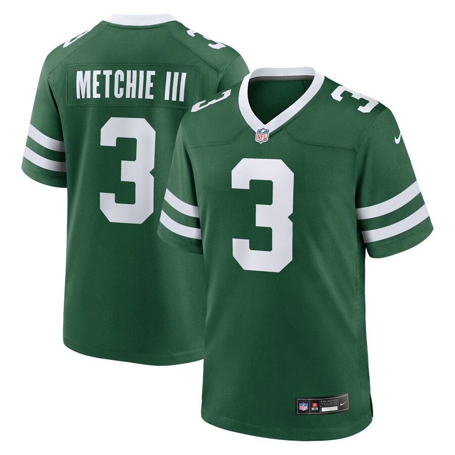 Men's New York Jets John Metchie III Nike Legacy Green Team Game Jersey - U-jersey