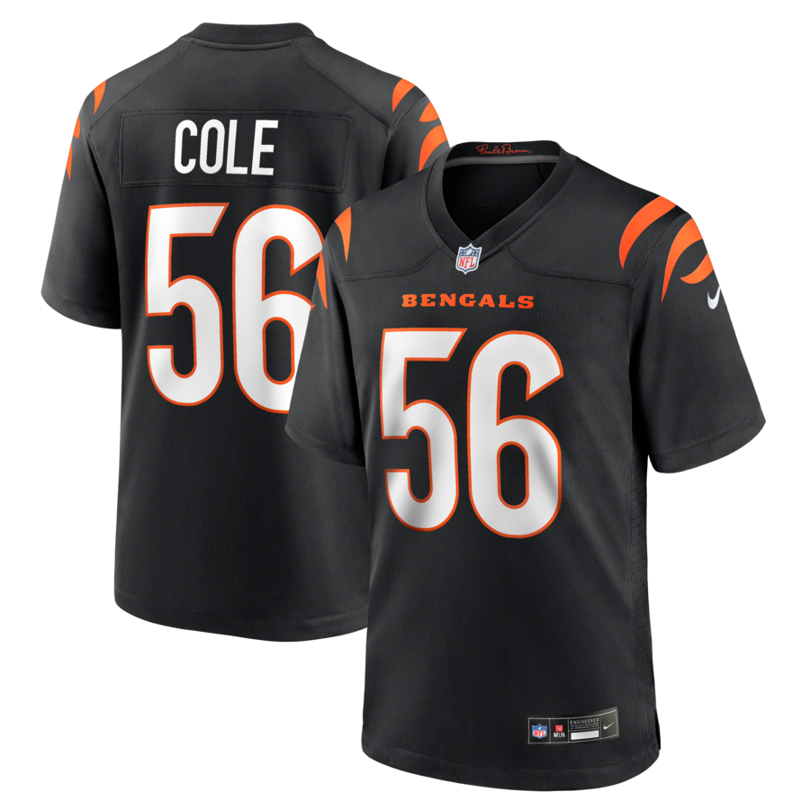 Men's Cincinnati Bengals Myles Cole Nike Black Team Game Jersey - U-jersey