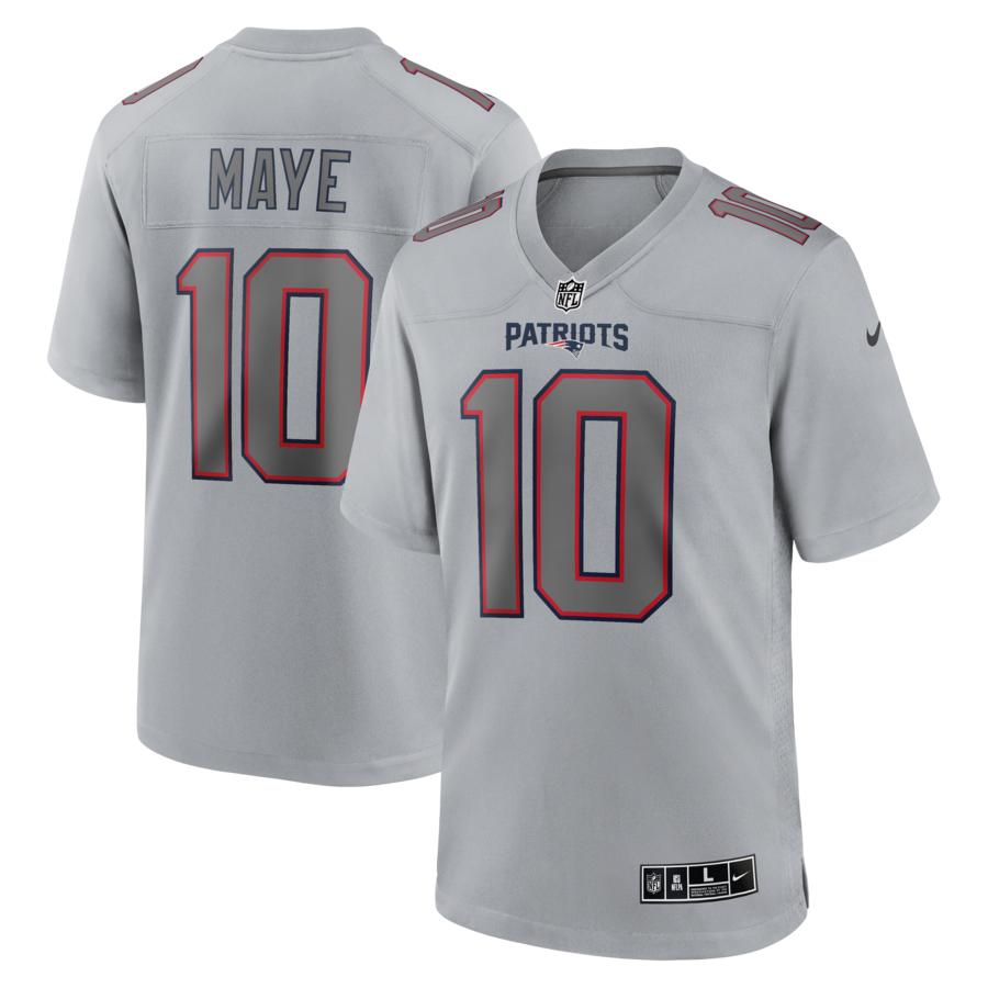 Men's New England Patriots Drake Maye Nike Gray Atmosphere Fashion Game Jersey - U-jersey