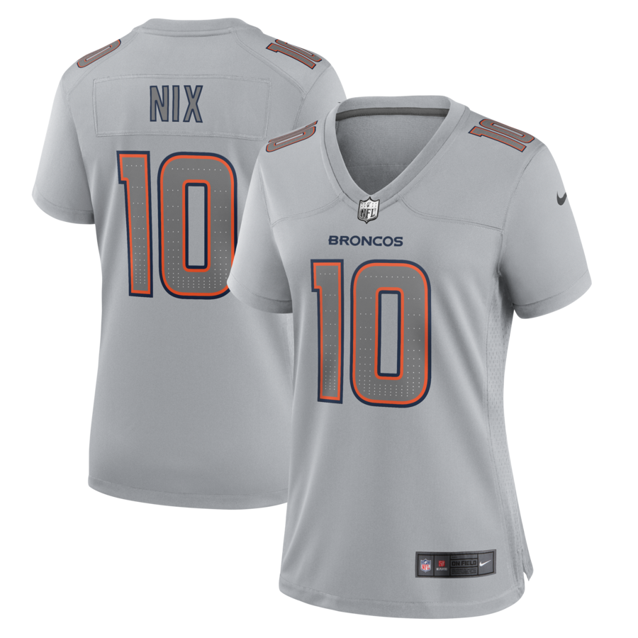 Women's Denver Broncos Bo Nix Nike Gray Fashion Atmosphere Fashion Game Jersey - U-jersey