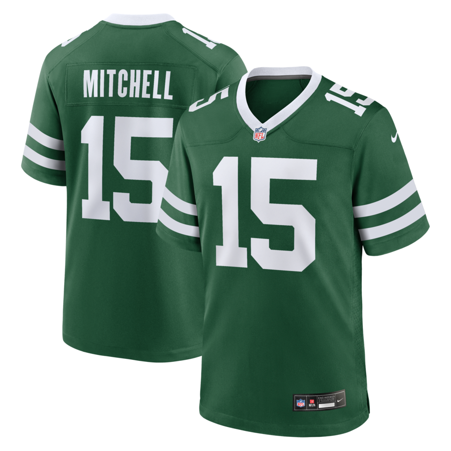 Men's New York Jets Adonai Mitchell Nike Legacy Green Team Game Jersey - U-jersey