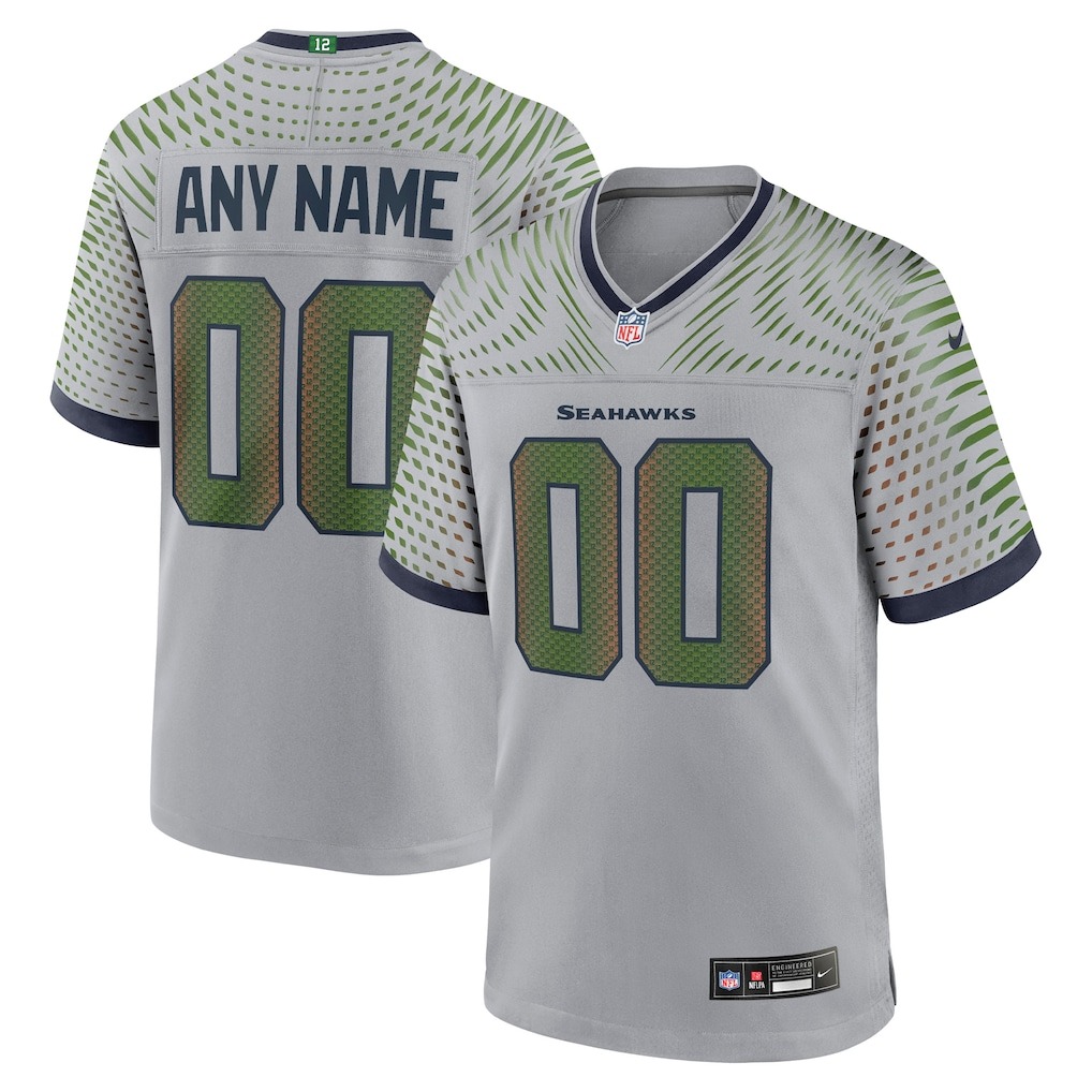 Men's Seattle Seahawks Nike Gray 2025 Rivalries Collection Custom Game Jersey - U-jersey