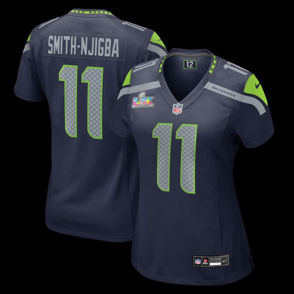 Women's Seattle Seahawks Jaxon Smith-Njigba Nike College Navy Super Bowl LX Patch Game Jersey - U-jersey