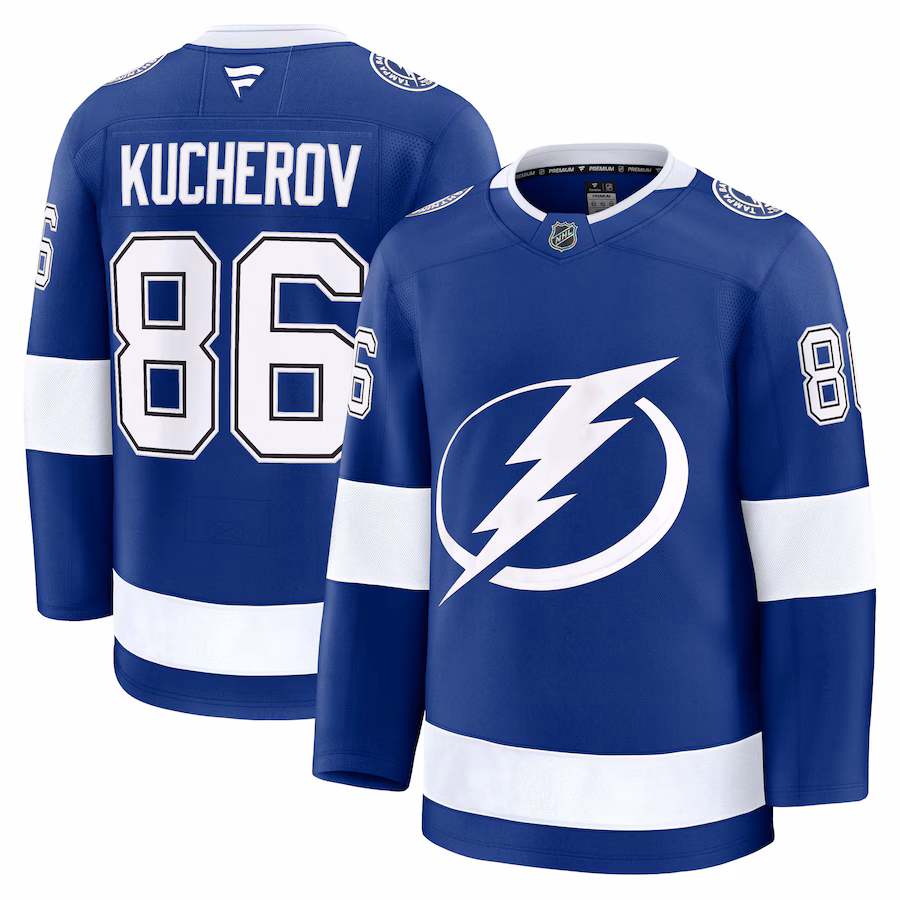 Men's Tampa Bay Lightning Nikita Kucherov Fanatics Blue Home Premium Jersey