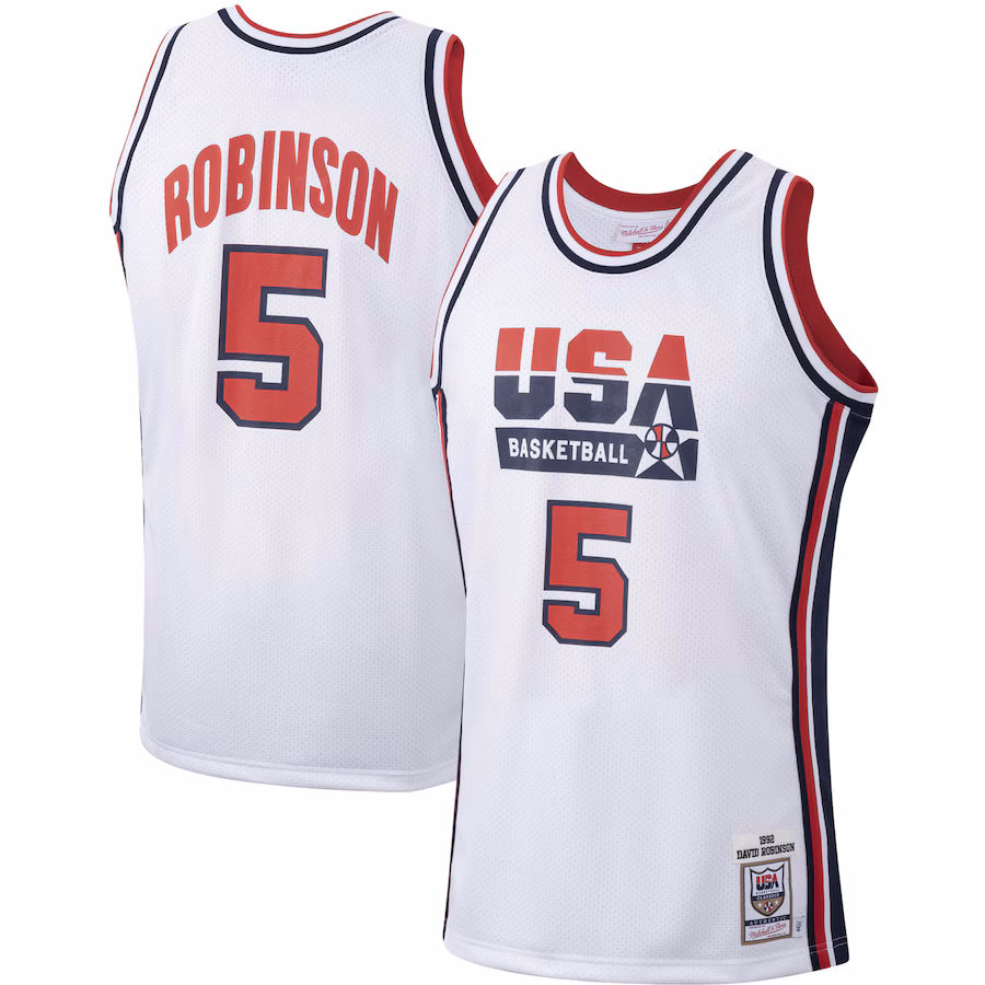 Men's USA Basketball David Robinson Mitchell & Ness White 1992 Authentic Jersey