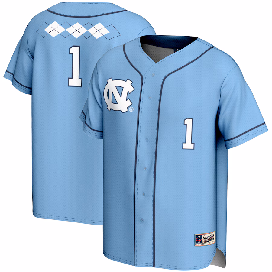 Youth GameDay Greats  Carolina Blue #1 North Carolina Tar Heels Lightweight Softball Jersey