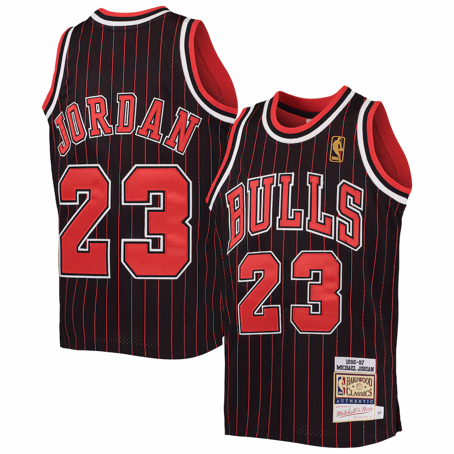 Youth Chicago Bulls Michael Jordan Mitchell & Ness Black/Red 1996-97 Hardwood Classics Authentic Jersey