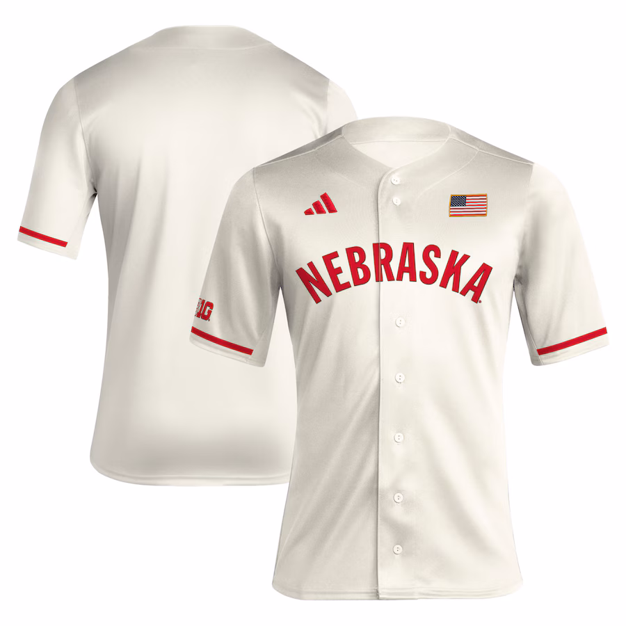Men's adidas Cream Nebraska Huskers Replica Baseball Jersey