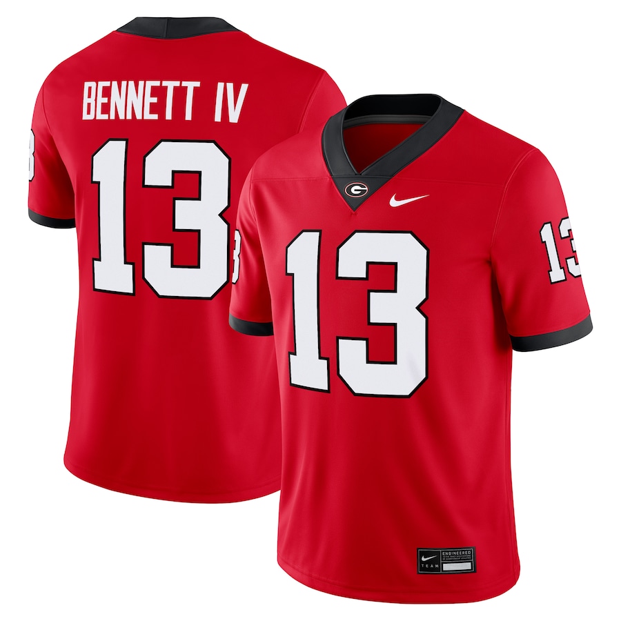 Men's Nike Stetson Bennett Red Georgia Bulldogs Player Game Jersey