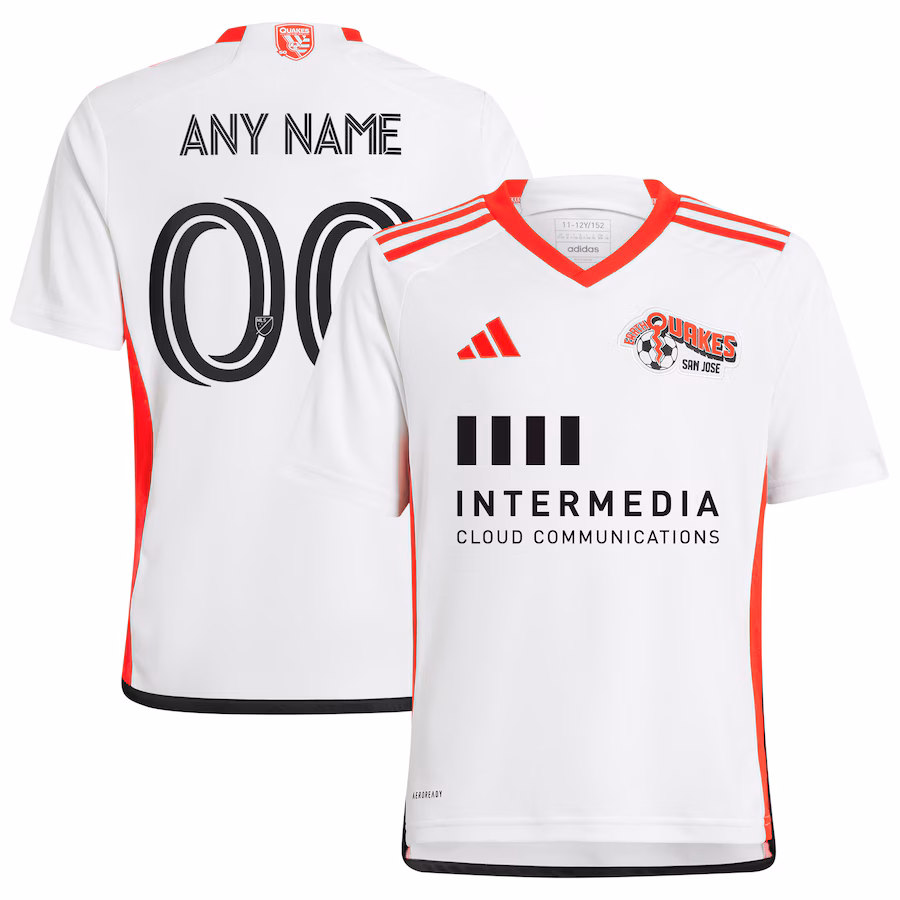 Youth San Jose Earthquakes  adidas White 2024 The 50 Kit Replica Custom Jersey