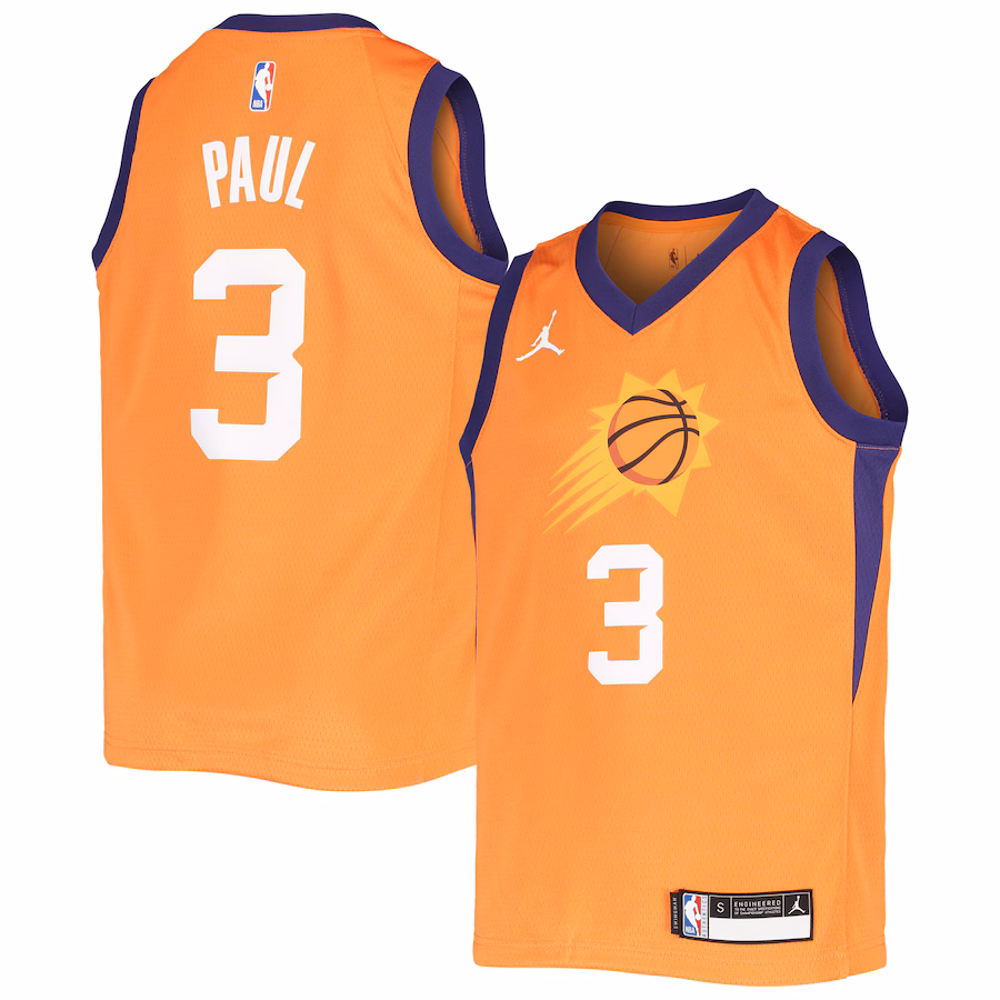 Youth Phoenix Suns Chris Paul Jordan Brand Orange 2020/21 Player Jersey - Statement Edition