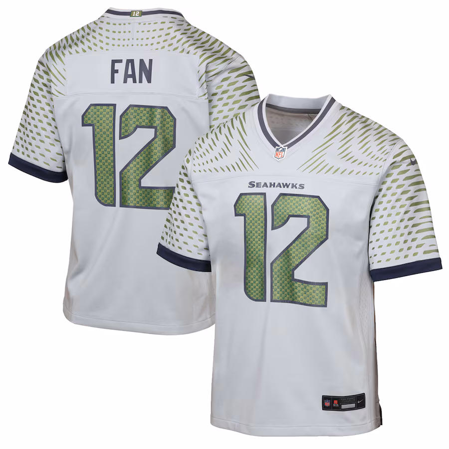 Youth Seattle Seahawks 12s Nike Wolf Gray 2025 Rivalries Collection Game Jersey