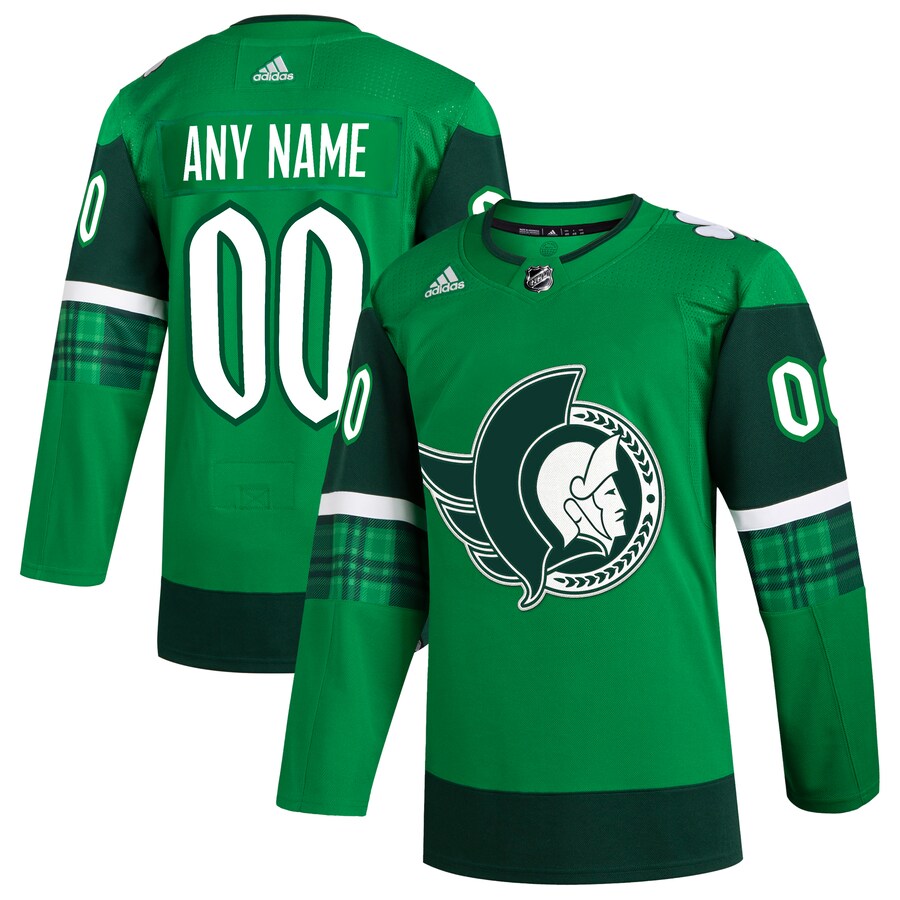 Men's Ottawa Senators  adidas Kelly Green St. Patrick's Day Authentic Custom Jersey