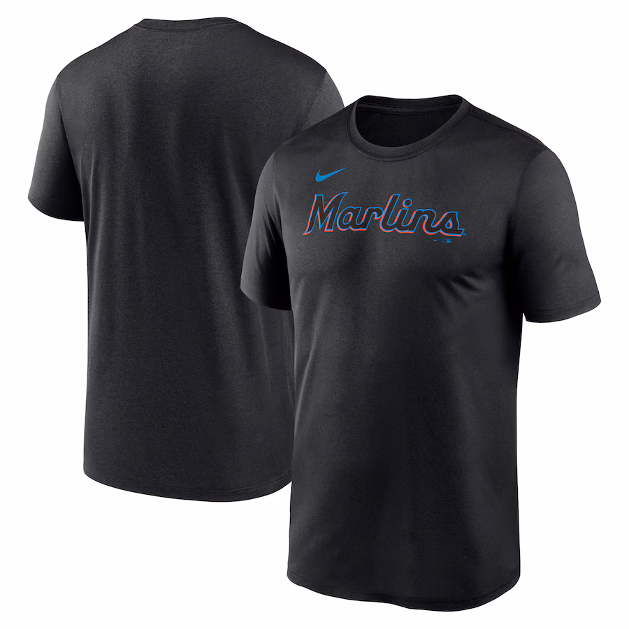 Men's Miami Marlins Nike Black Legend Fuse Wordmark T-Shirt