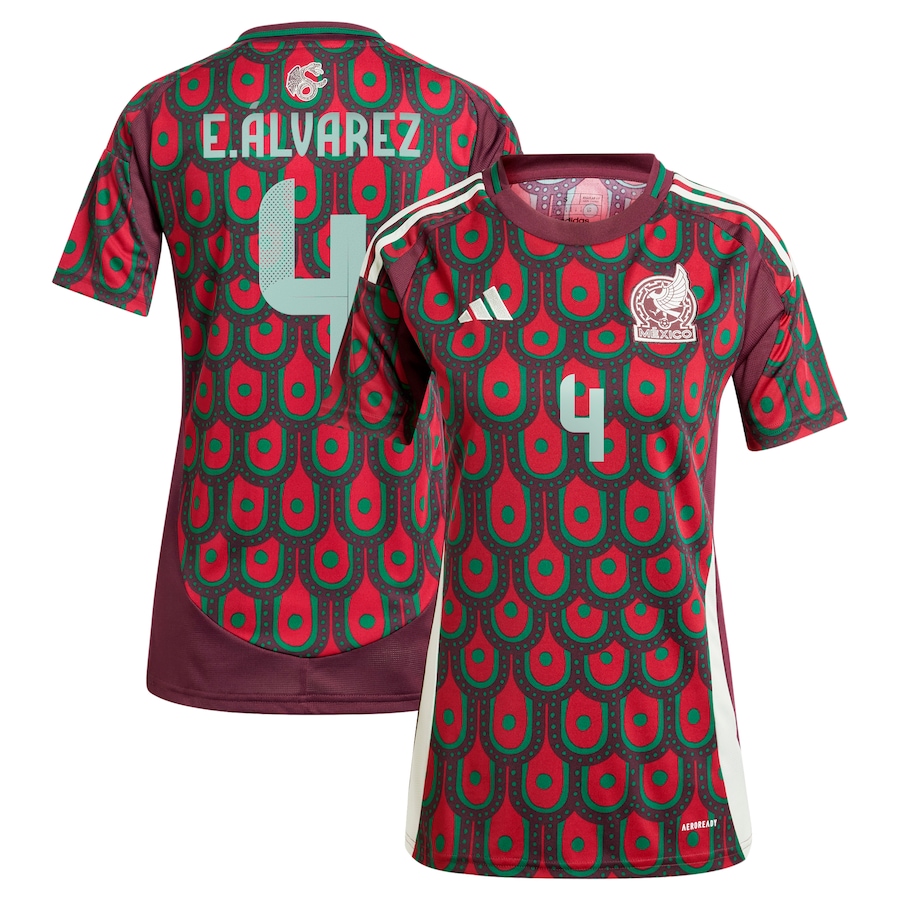 Women's Mexico National Team Edson Alvarez adidas Burgundy 2024 Home Replica Player Jersey
