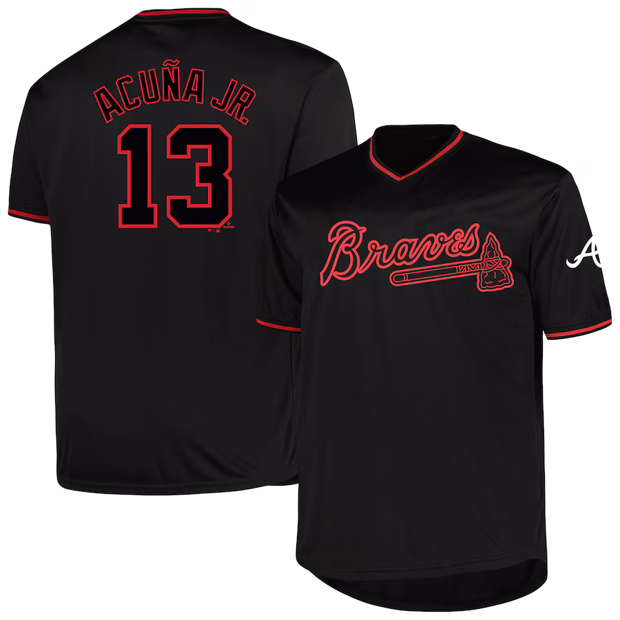 Men's Atlanta Braves Ronald Acuña Jr. Profile Black Big & Tall Pop Fashion Player Jersey