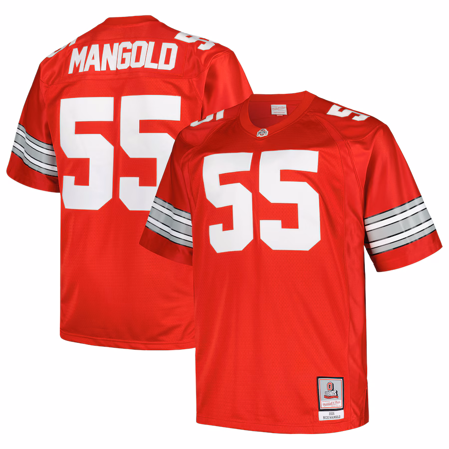 Men's Mitchell & Ness Nick Mangold Scarlet Ohio State Buckeyes Big & Tall Legacy Jersey