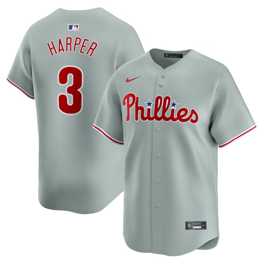 Men's Philadelphia Phillies Bryce Harper Nike Gray Away Limited Player Jersey