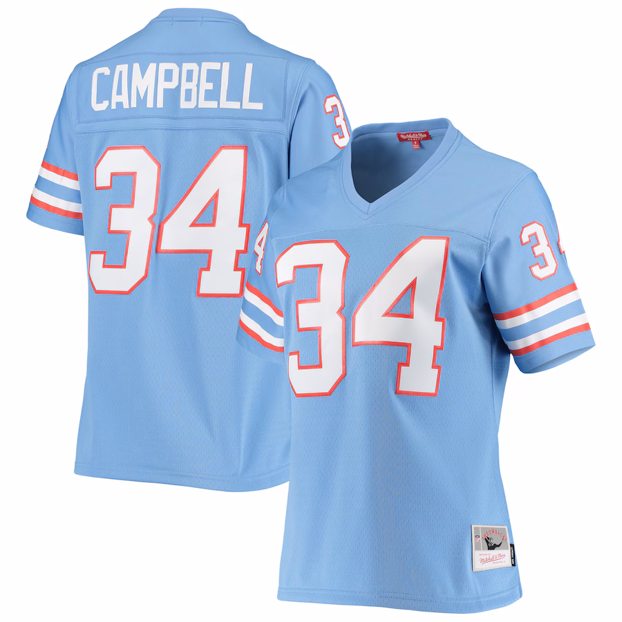 Women's Houston Oilers Earl Campbell Mitchell & Ness Light Blue 1980 Legacy Replica Jersey