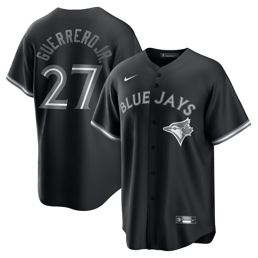 Men's Toronto Blue Jays Vladimir Guerrero Jr. Nike Black Lights Out Replica Player Jersey