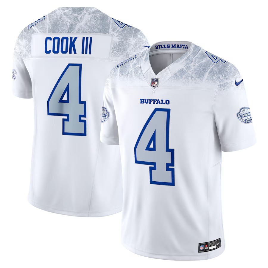 Men's Buffalo Bills James Cook III Nike White 2025 Rivalries Collection Limited Jersey