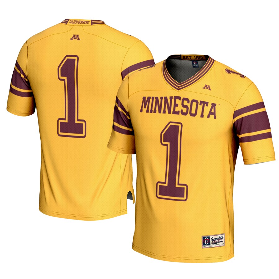 Men's GameDay Greats #1 Gold Minnesota Golden Gophers  Football Jersey Minnesota Golden Gophers