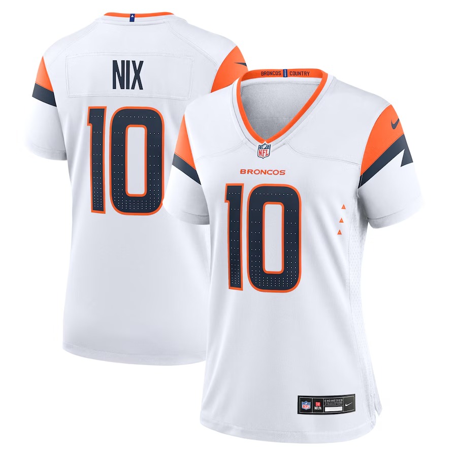 Women's Denver Broncos Bo Nix Nike  White Game Jersey