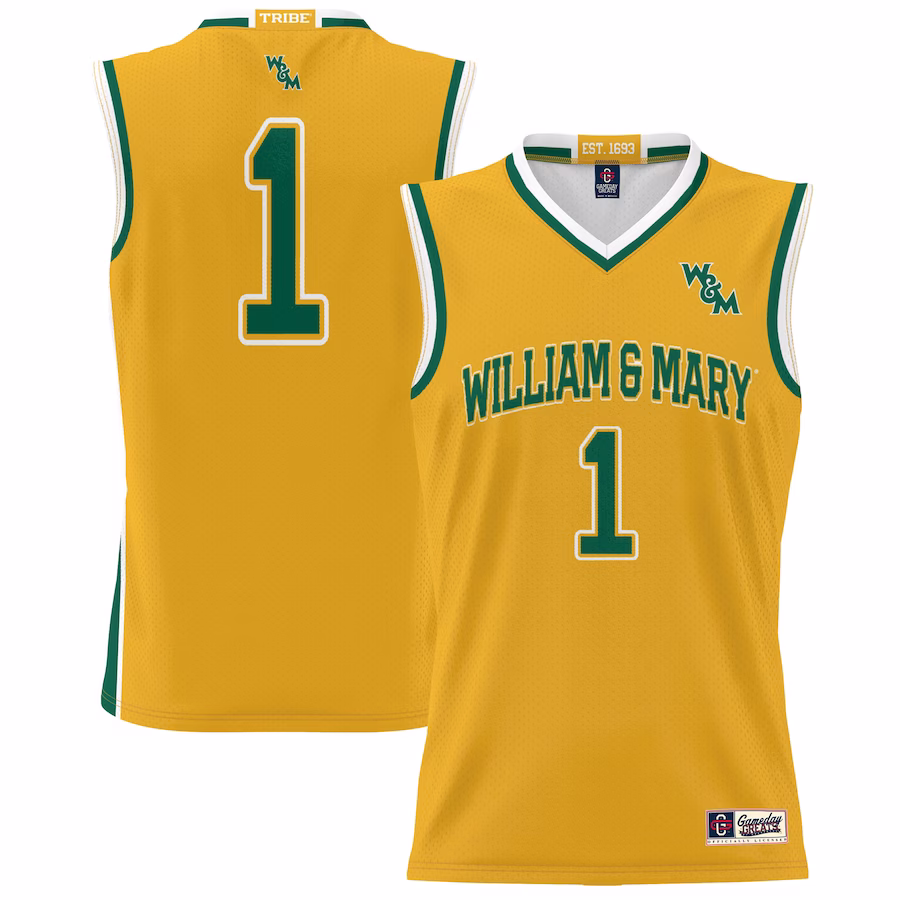 #1 William & Mary Tribe GameDay Greats Unisex Lightweight Basketball Jersey - Gold