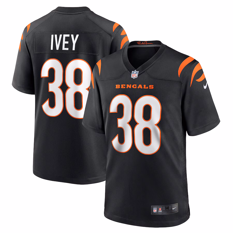 Men's Cincinnati Bengals DJ Ivey Nike  Black Team Game Jersey