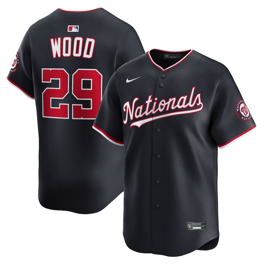 Men's Washington Nationals James Wood Nike Navy Alternate Limited Jersey