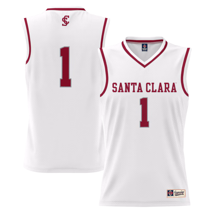 Youth GameDay Greats #1 White Santa Clara Broncos Lightweight Basketball Jersey