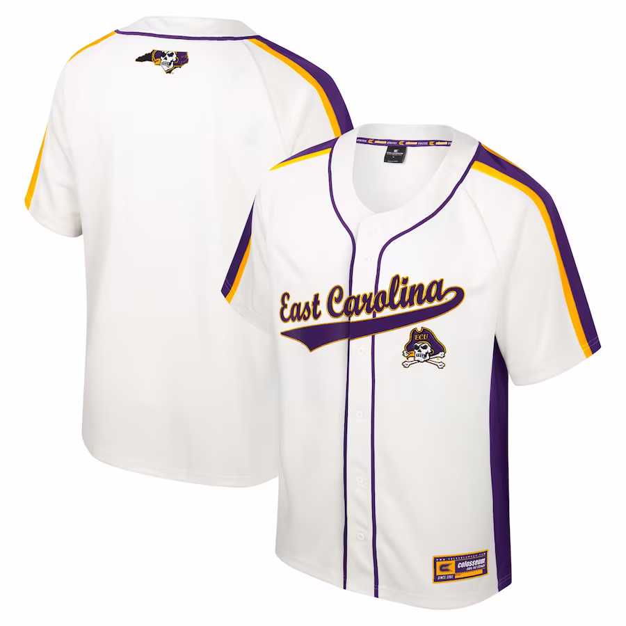 ECU Pirates Colosseum Ruth Button-Up Baseball Jersey - Cream