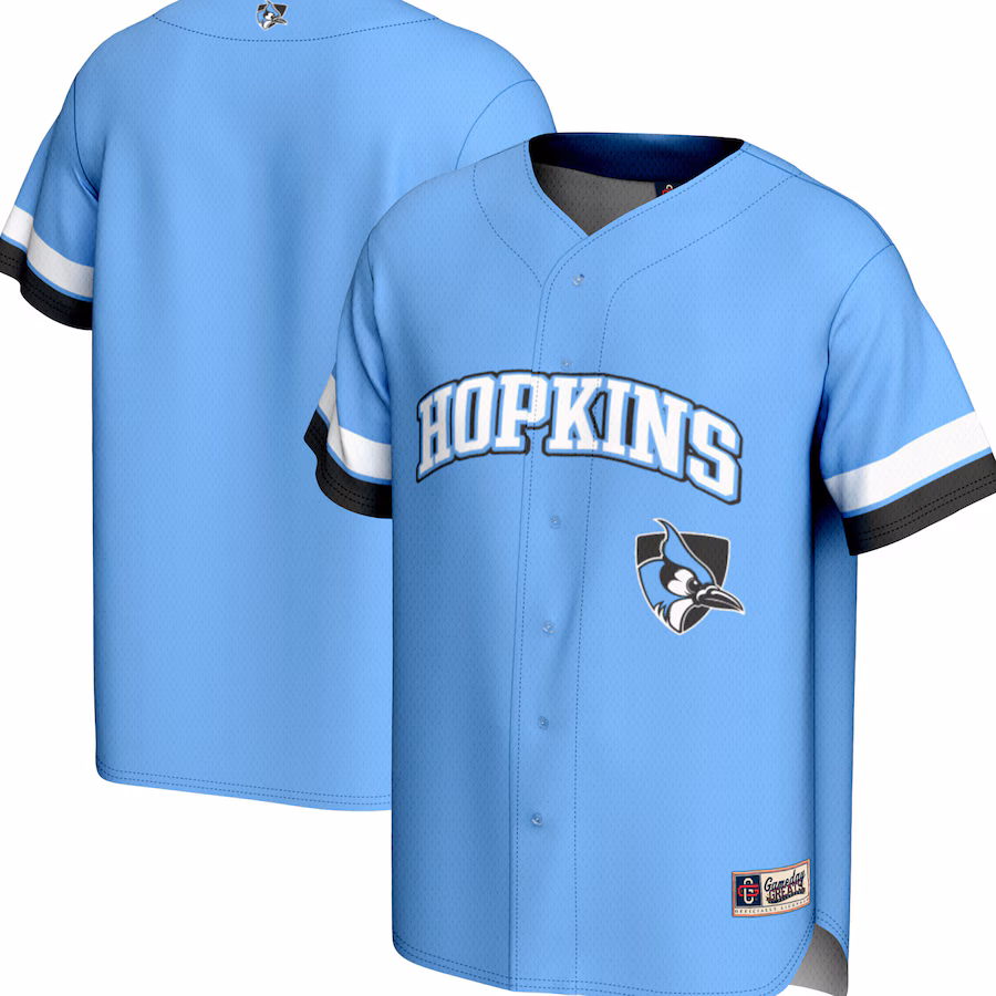 Men's GameDay Greats Light Blue Johns Hopkins Blue Jays Spirit Baseball Jersey