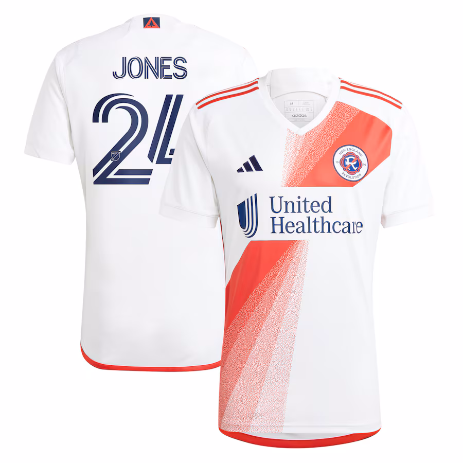 Men's New England Revolution DeJuan Jones adidas White 2023 Defiance Replica Jersey