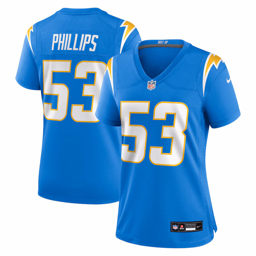 Women's Los Angeles Chargers Del'Shawn Phillips Nike Powder Blue Team Game Jersey
