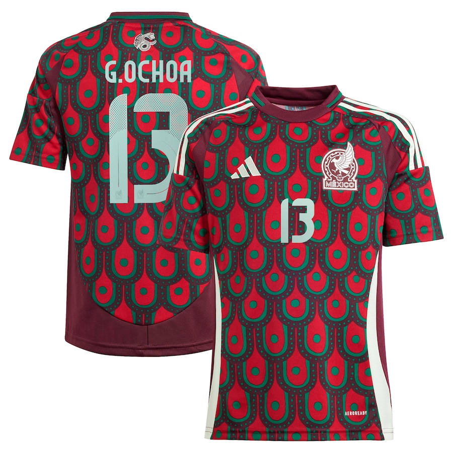 Youth Mexico National Team Guillermo Ochoa adidas Burgundy 2024 Home Replica Player Jersey