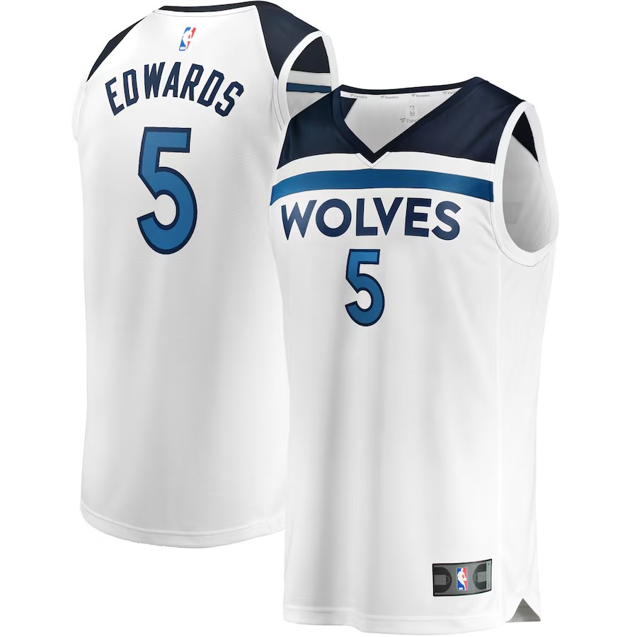 Youth Minnesota Timberwolves Anthony Edwards Fanatics White Fast Break Replica Player Jersey - Association Edition