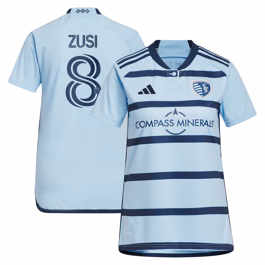 Women's Sporting Kansas City Graham Zusi adidas Light Blue 2023 Hoops 4.0 Replica Player Jersey