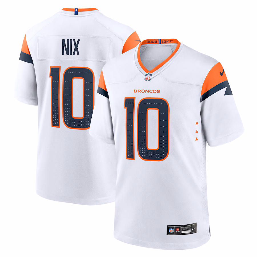 Men's Denver Broncos Bo Nix Nike  White Game Jersey