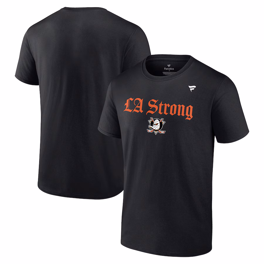 Unisex Anaheim Ducks Fanatics Black LA Strong T-Shirt