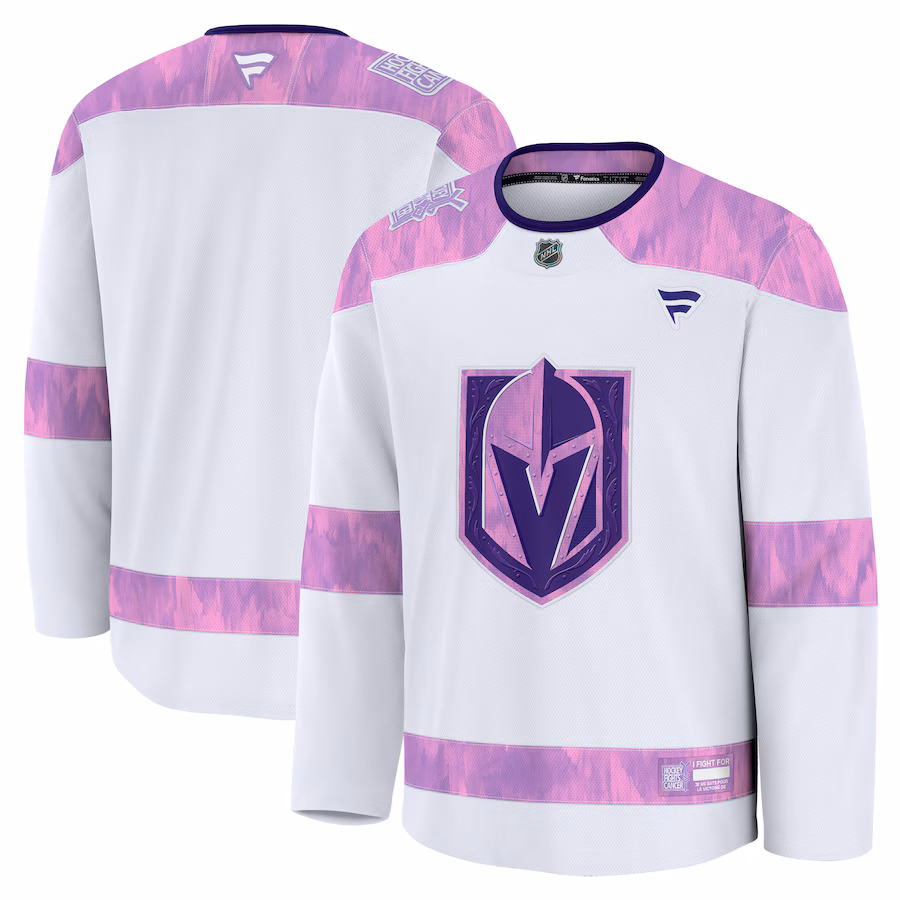 Men's Vegas Golden Knights Fanatics White 2024 Hockey Fights Cancer Practice Jersey